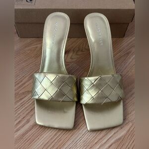 Marc Fisher Metallic Gold Slide Sandals Size 9